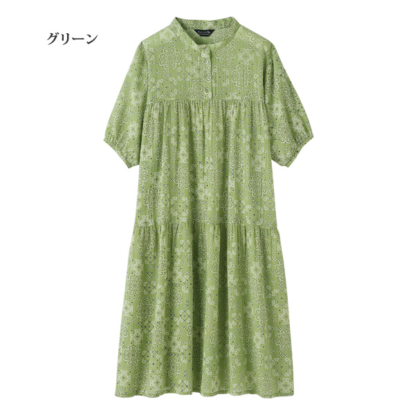 ボイルプリント ティアードワンピース