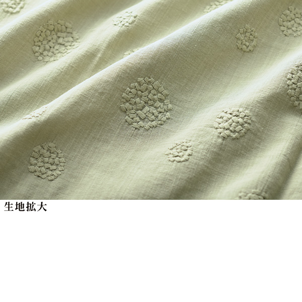 麻混刺しゅう使いブラウス 大きいサイズ M L LL 3L