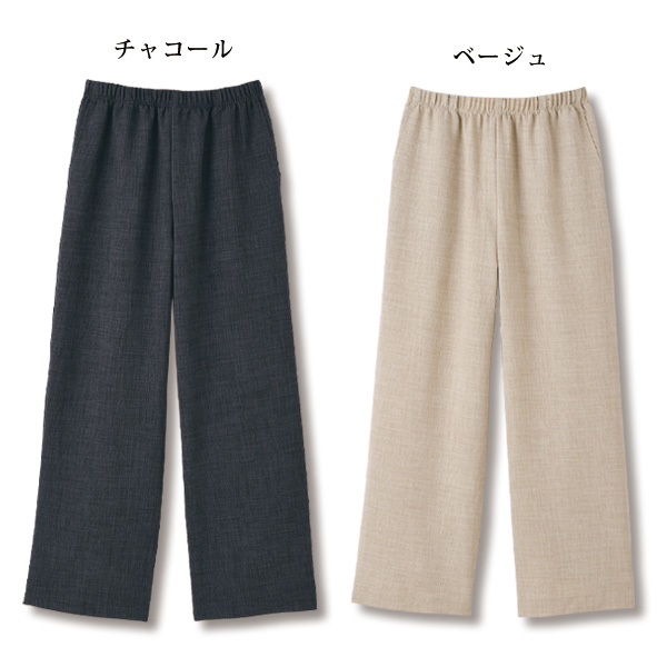 リフラクス麻調セミワイドパンツ  大きいサイズ M L LL 3L