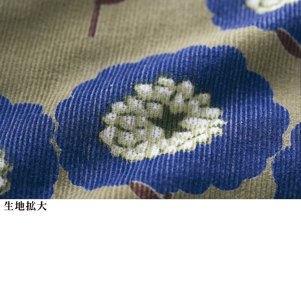 コーデュロイフラワープリント前開きワンピース