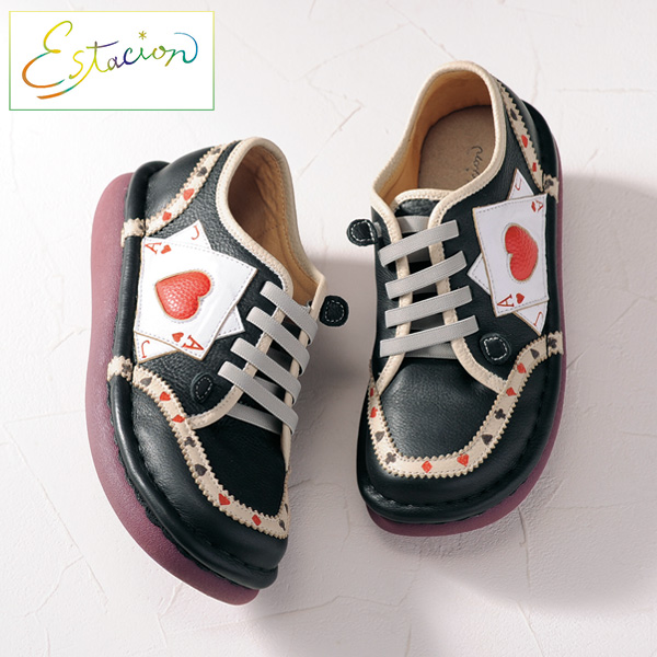 エスタシオン 牛革カード柄 ウォーキングシューズ Estacion