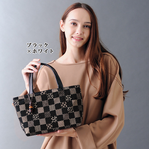 笹井源商店 印伝調パッチワーク柄 手提げバッグ