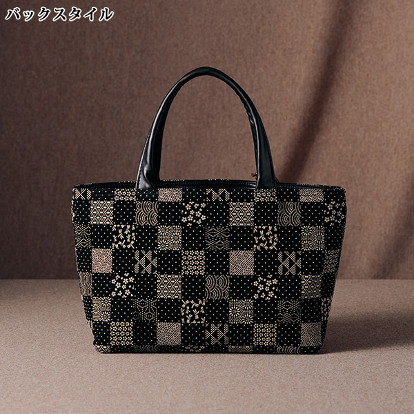 笹井源商店 印伝調パッチワーク柄 手提げバッグ