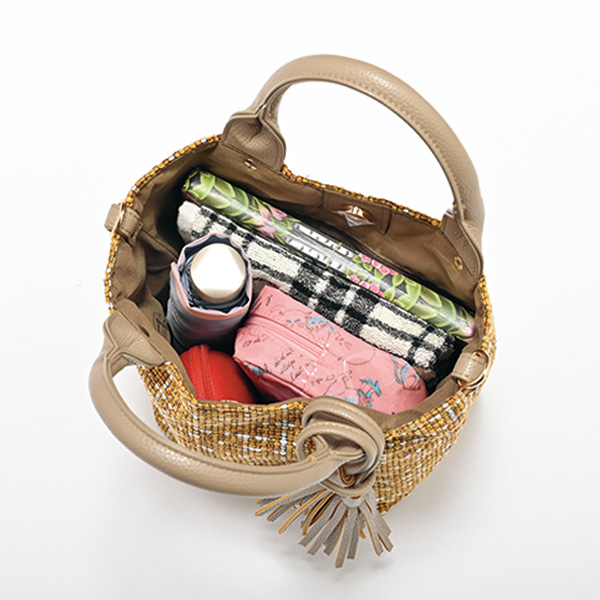 チェックツイード調2WAY手提げバッグ