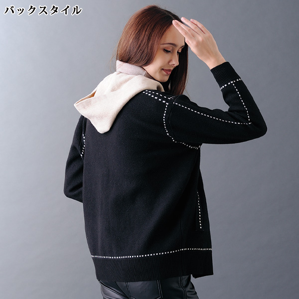 フード付ニットブルゾン