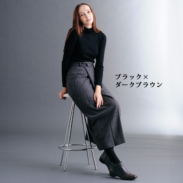 ベルトデザイン山羊革ショートブーツ