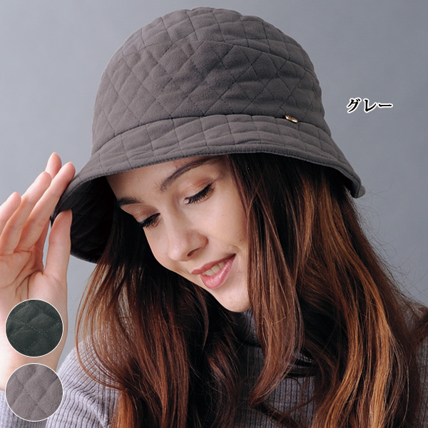 スウェード調チャーム付キルトハット