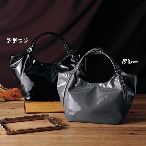 エナメル調ソフト素材バルーンバッグ