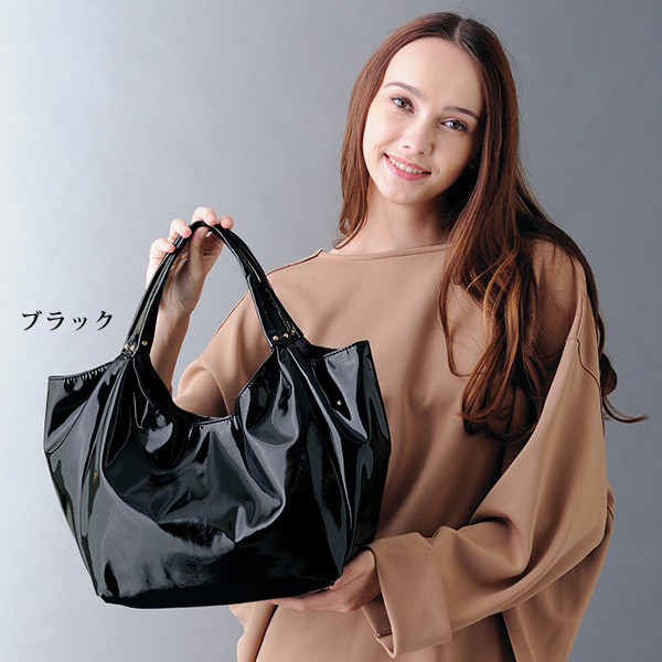 エナメル調ソフト素材バルーンバッグ