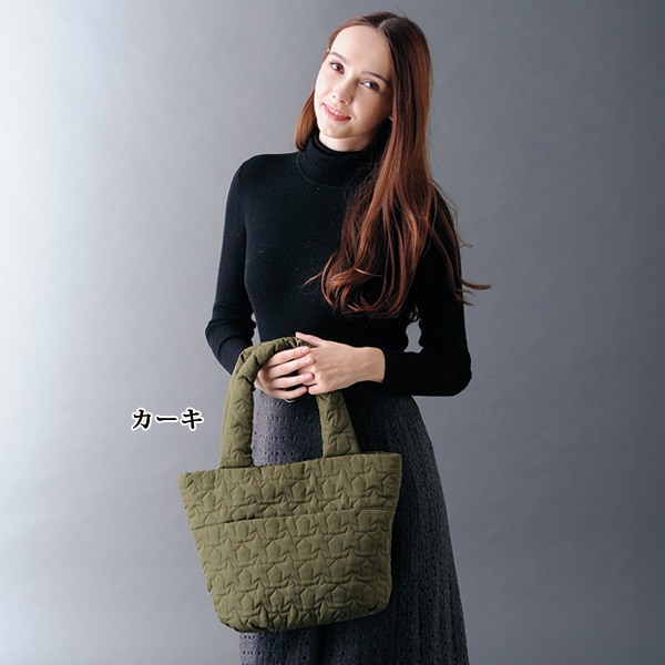 スターモチーフキルティング手提げバッグ