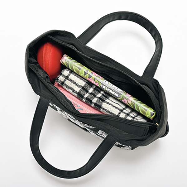 バラモチーフ配色手提げバッグ