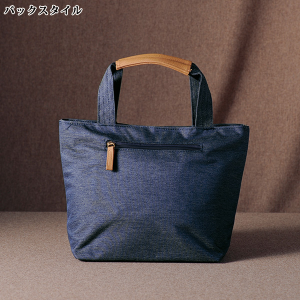 配色タッセル付デニム調手提げバッグ