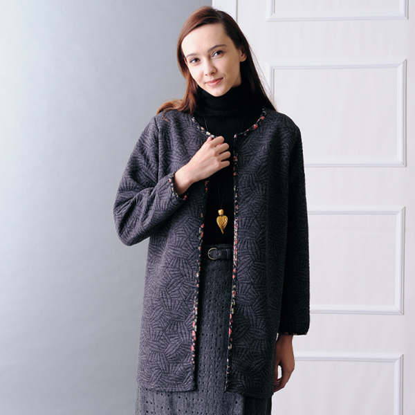 プリントパイピングジャケットカーディガン