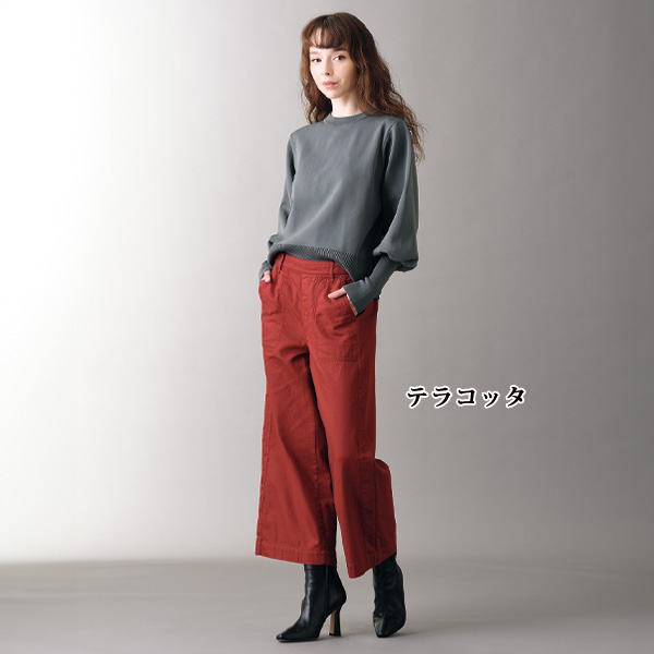 綿100%ダブルガーゼワイドパンツ  大きいサイズ M L LL 3L