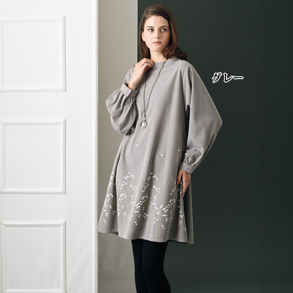細コールかすみ草プリントチュニック