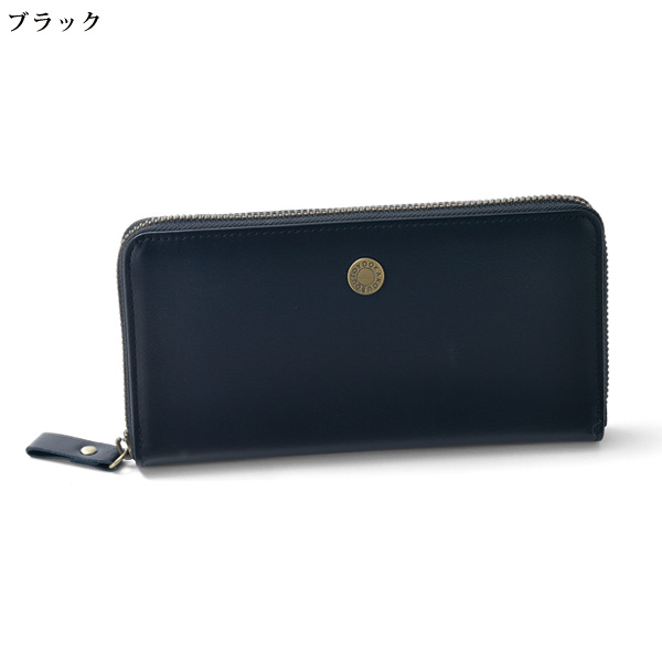 富岡工房 抗菌・抗ウイルス加工牛革コインが分けられるラウンド長財布