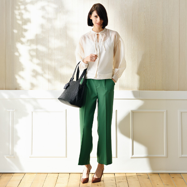 オーガンジー軽やかリボンブラウス