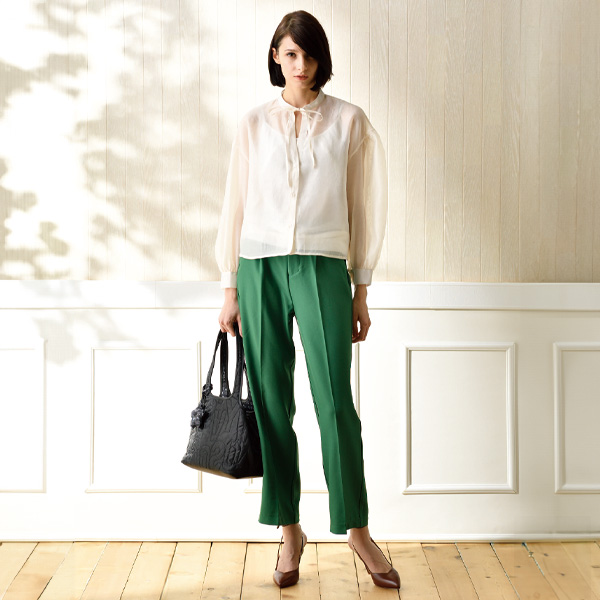 オーガンジー軽やかリボンブラウス