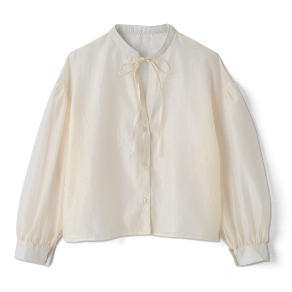 オーガンジー軽やかリボンブラウス