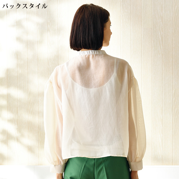 オーガンジー軽やかリボンブラウス