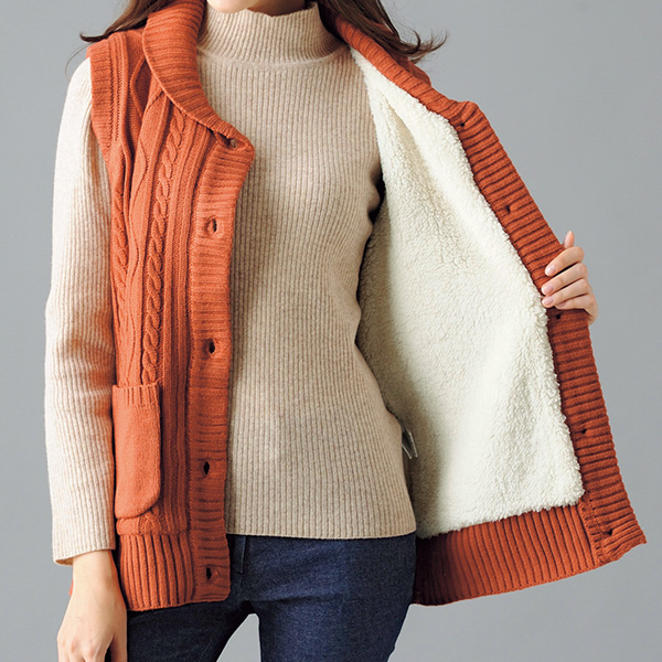 ふわふわ裏ボアニットベスト 大きいサイズ M L LL 3L 4L 5L