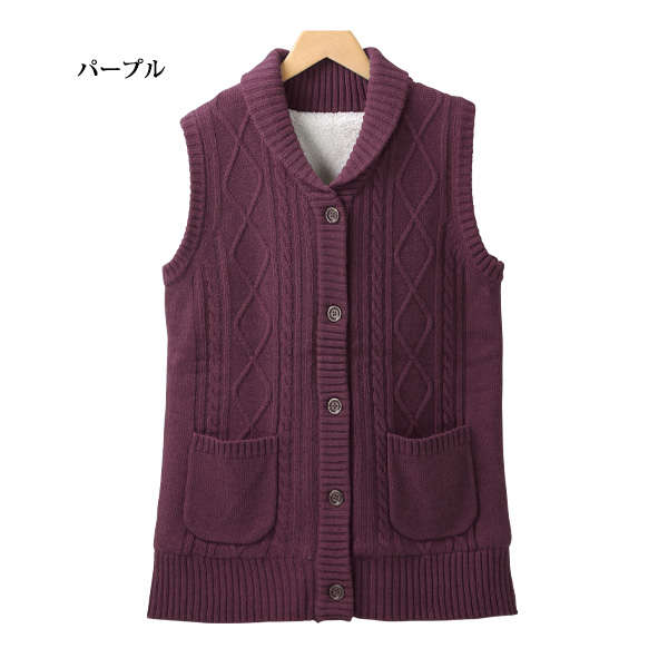 ふわふわ裏ボアニットベスト 大きいサイズ M L LL 3L 4L 5L