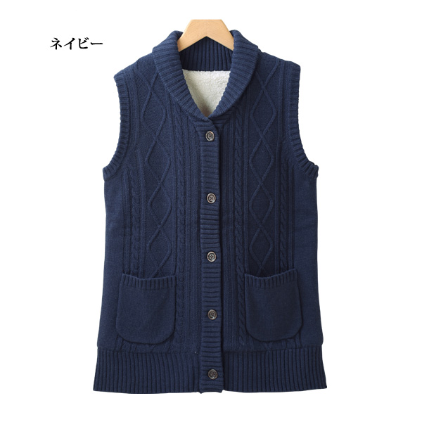 ふわふわ裏ボアニットベスト 大きいサイズ M L LL 3L 4L 5L