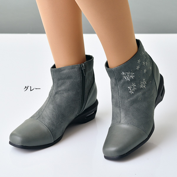 花刺しゅうエアソールショートブーツ
