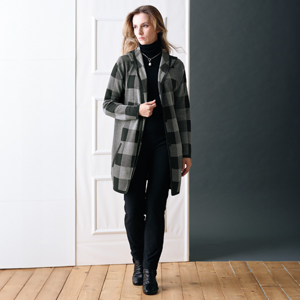 ジャカード格子柄パーカージャケット 大きいサイズ M L LL 3L