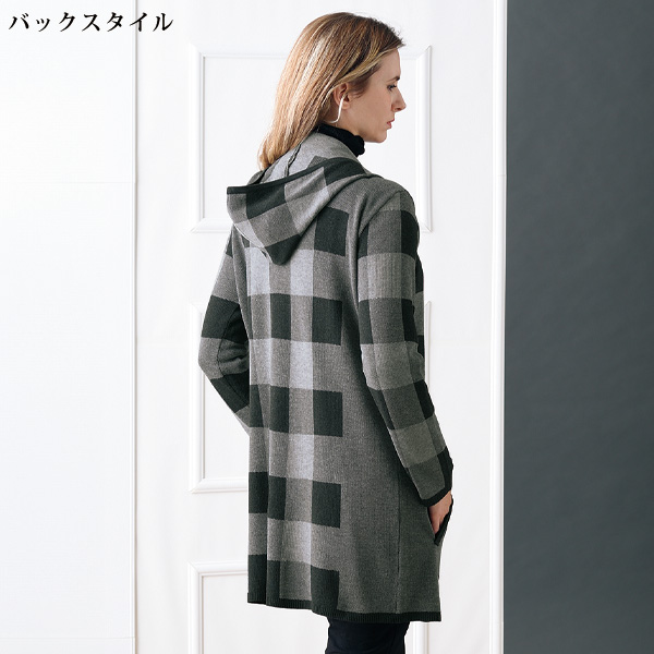 ジャカード格子柄パーカージャケット 大きいサイズ M L LL 3L