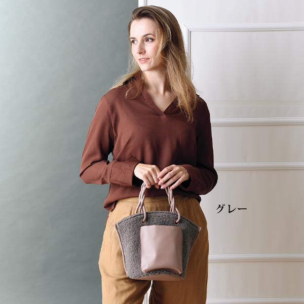 ムートン調もこもこ手提げバッグ