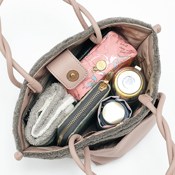 ムートン調もこもこ手提げバッグ