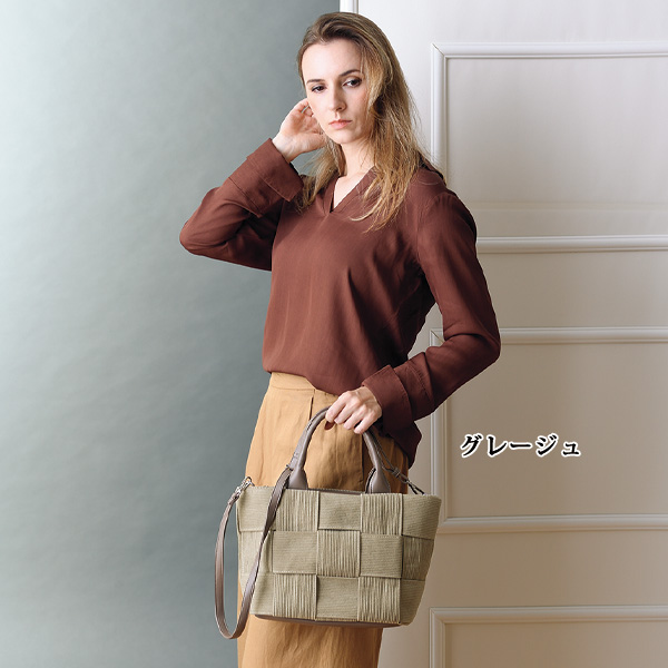 コーデュロイ格子組み2WAYバッグ