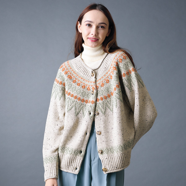 北欧ノルディック柄ニットカーディガン