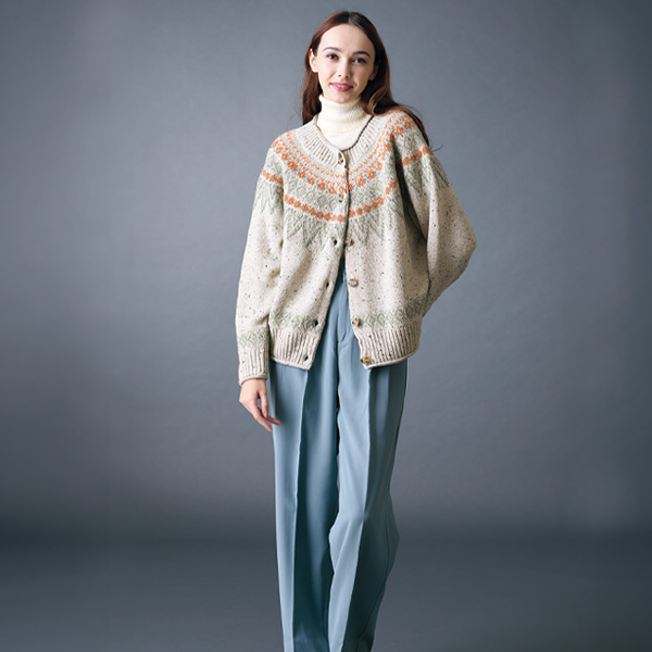 北欧ノルディック柄ニットカーディガン