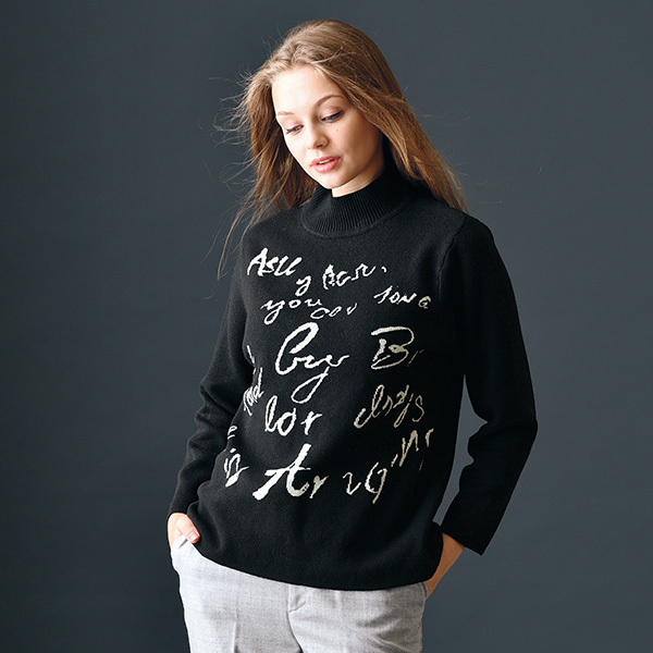 英字プリントセーター