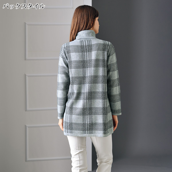 チェック柄ニットチュニック