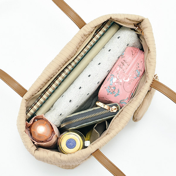 プリーツキルトポーチ付トートバッグ