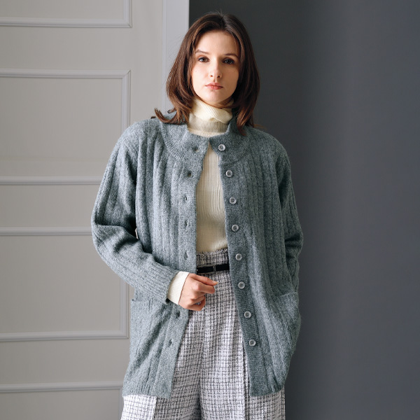 ふわもこニットロングジャケット