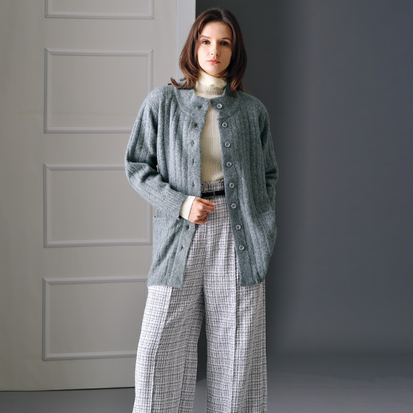 ふわもこニットロングジャケット