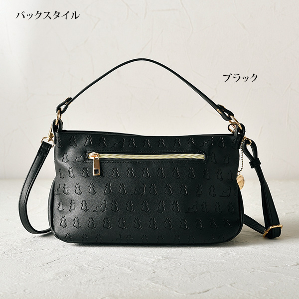 ネコ柄型押し2WAYバッグ