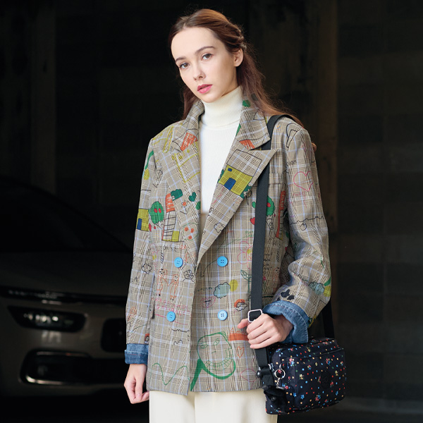 POPプリントグレンチェックファニージャケット