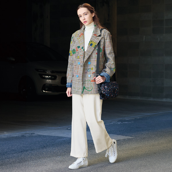 POPプリントグレンチェックファニージャケット