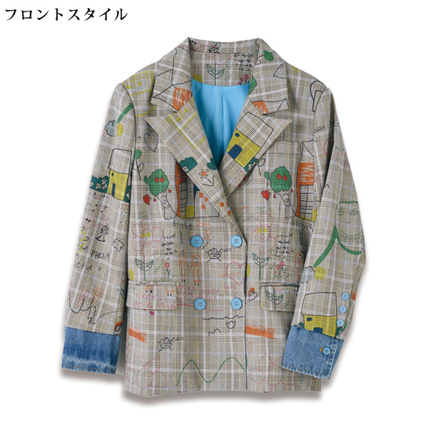 POPプリントグレンチェックファニージャケット