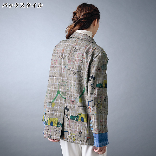 POPプリントグレンチェックファニージャケット