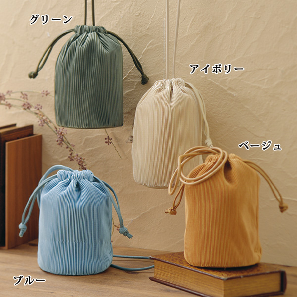 プリーツ巾着ショルダーバッグ