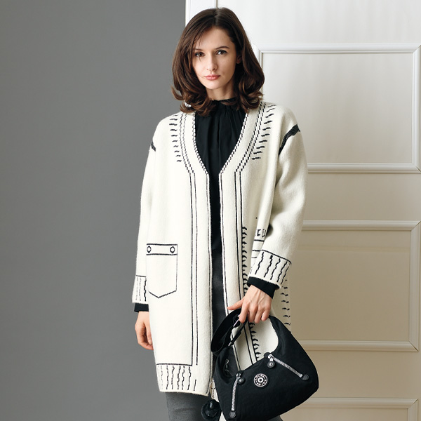 ジャカードニットコート