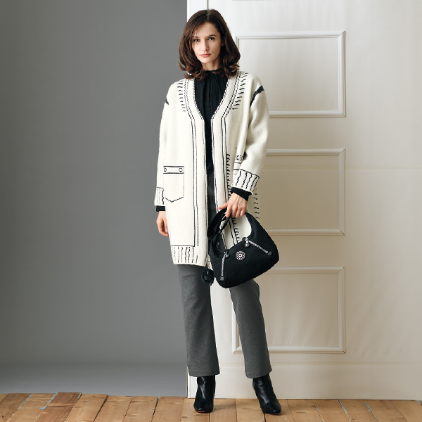 ジャカードニットコート