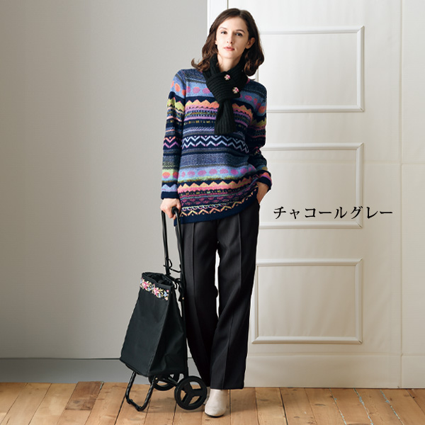 サーモソーラー(R) ピンタックパンツ 大きいサイズ M L LL 3L