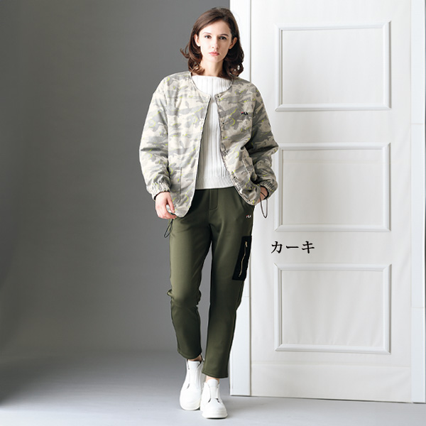 フィラ UV裏ベロアヒート アシメデザインカーゴパンツ FILA 大きいサイズ M L LL 3L